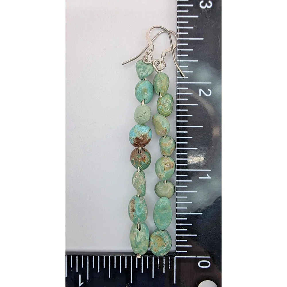 Genuine Turquoise Stone Dangle Earrings 2